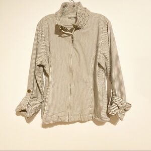𝅺dress Barn Denim Chambray Jacket XL White Stripes Casual